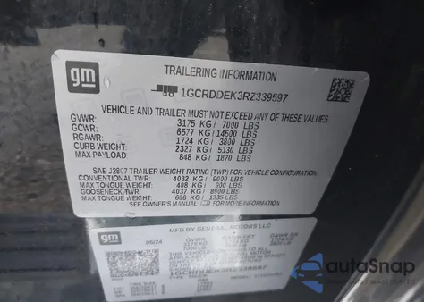 2024 Chevrolet Silverado 1500 4Wd Double Cab Standard Bed Lt from USA, damaged, VIN 1GCRDDEK3RZ339597